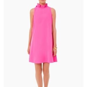Tuckernuck Blythe Hot Pink Sleeveless Ruffle Bow Dress Size Medium